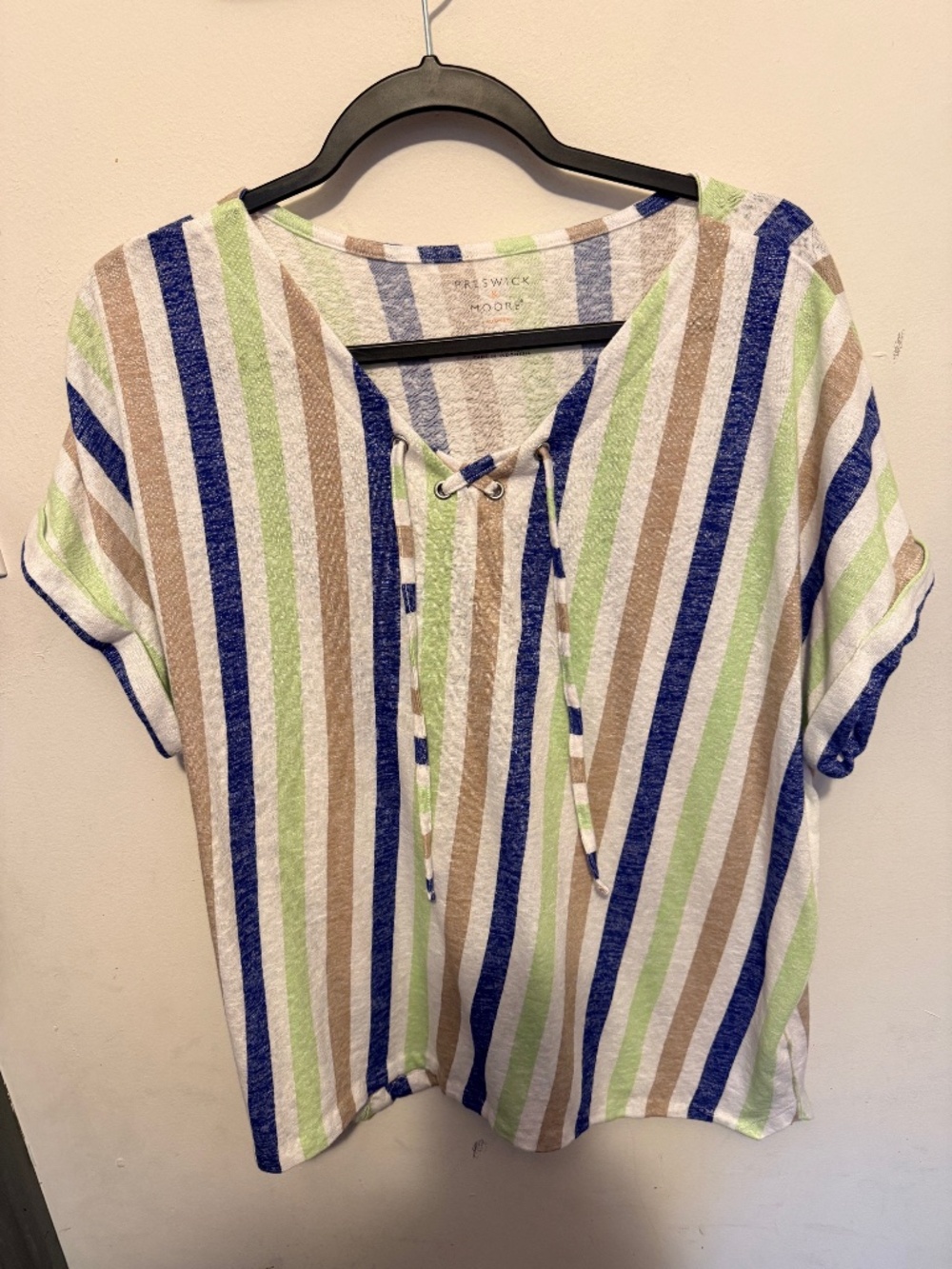 Preswick & Moore striped lace up summer top